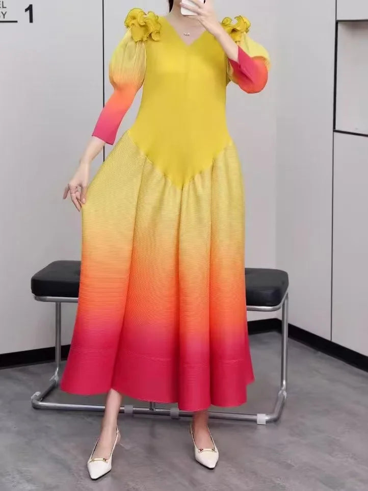 Luxury Ombre Pleated Dress