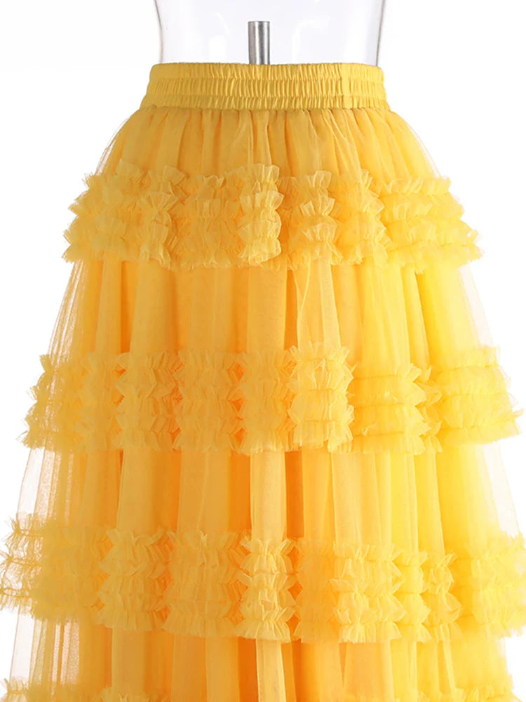 Romantic Ruffles Pull-on Midi Skirt