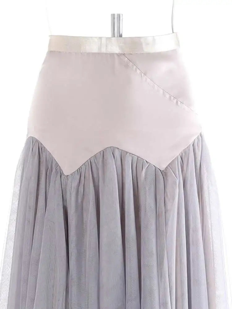 Tulle Slim-Fit Midi Skirt