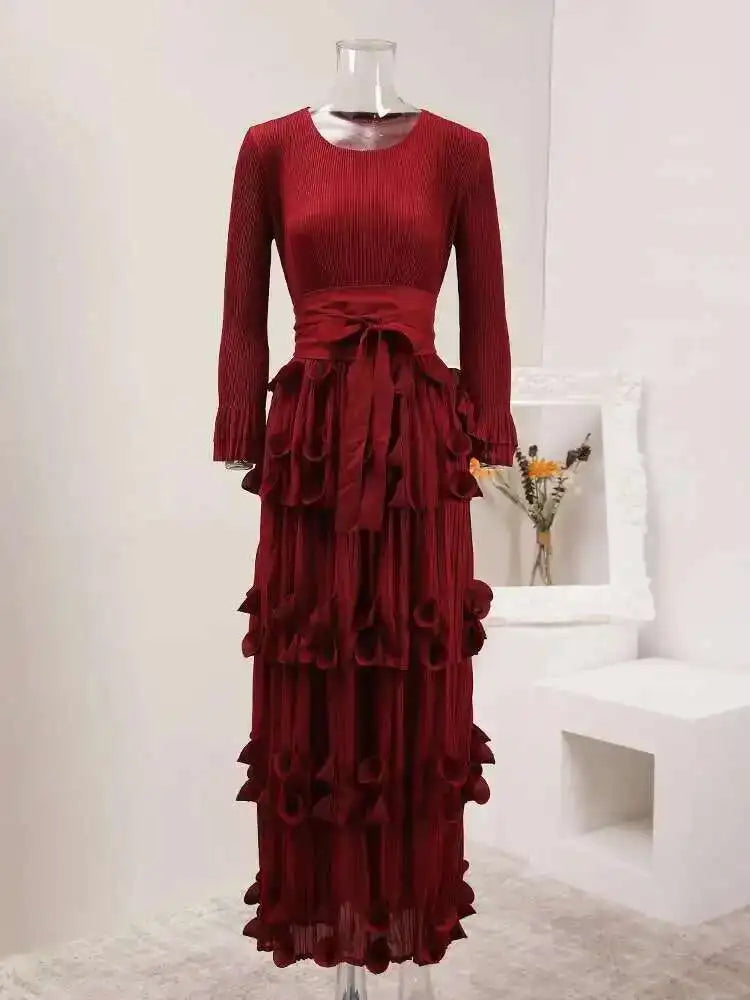 Luxury Pleats Tiered Dress