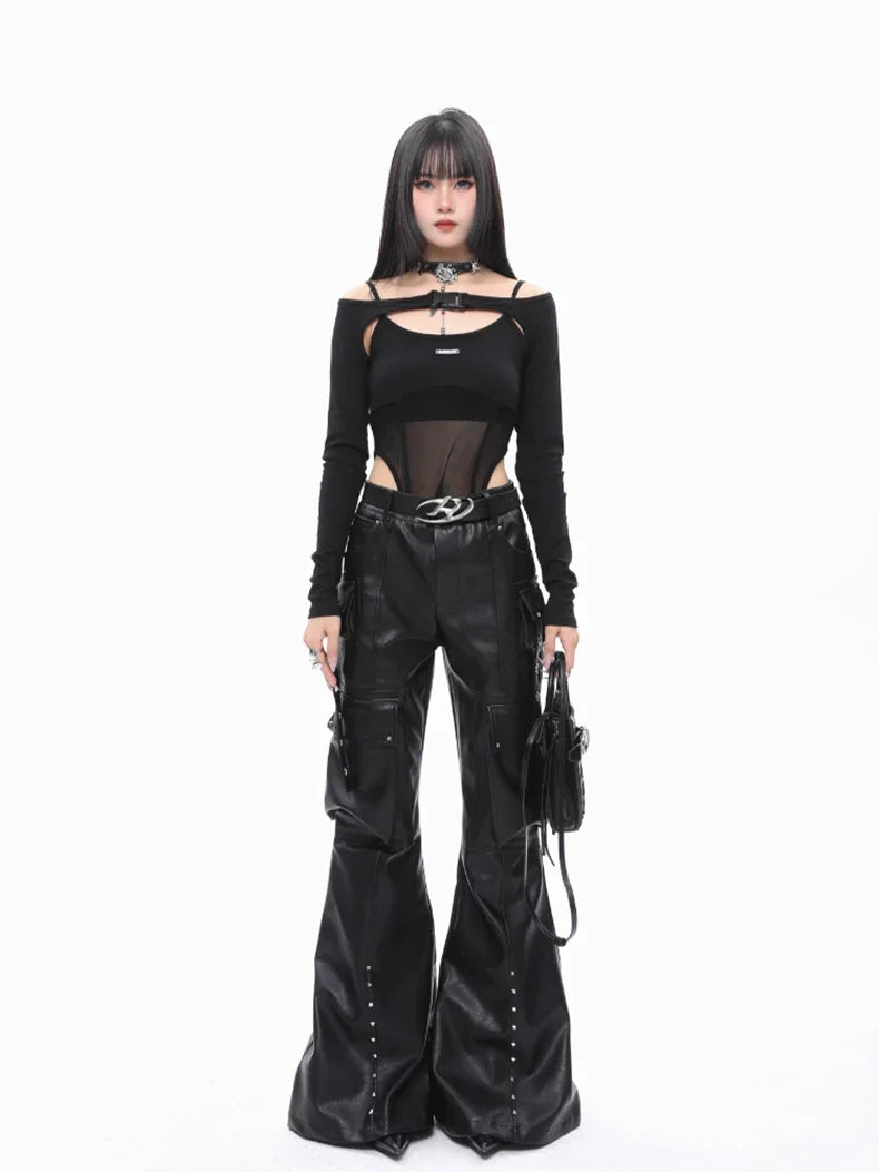 Luxe Vegan Leather Wide-Leg Trousers