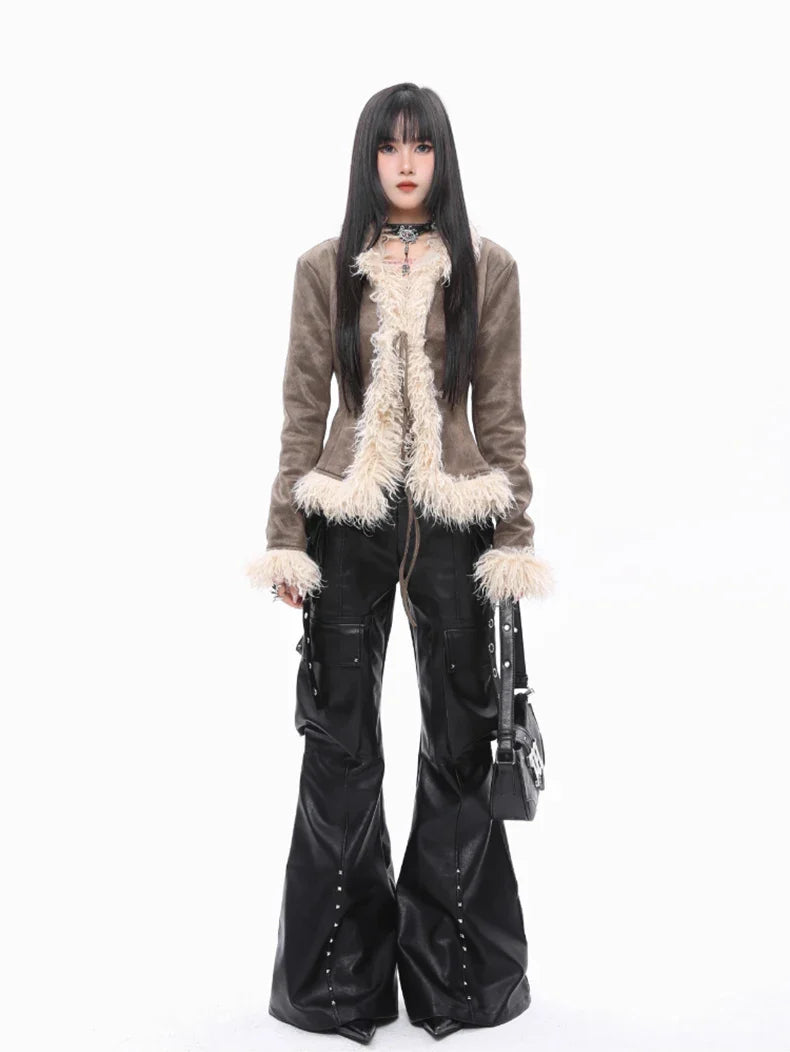 Luxe Vegan Leather Wide-Leg Trousers