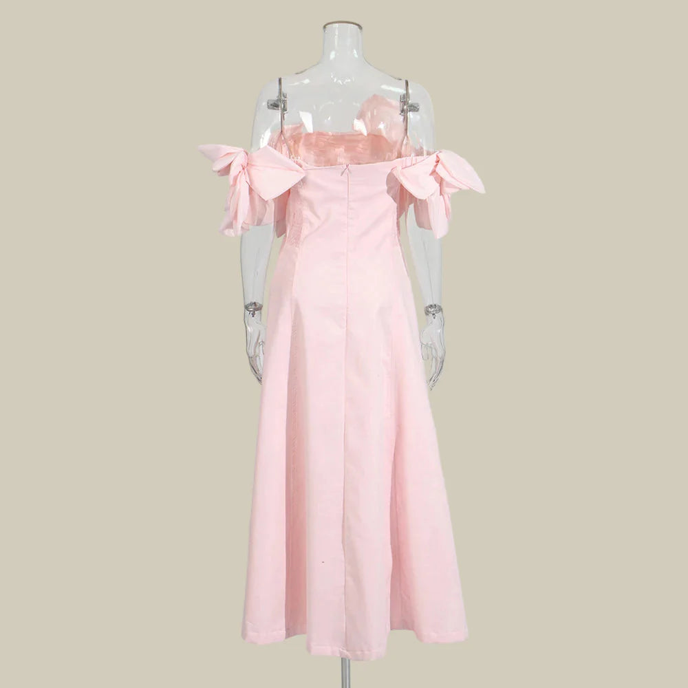 Luxury Off-Shoulder 3D Bloom Dress