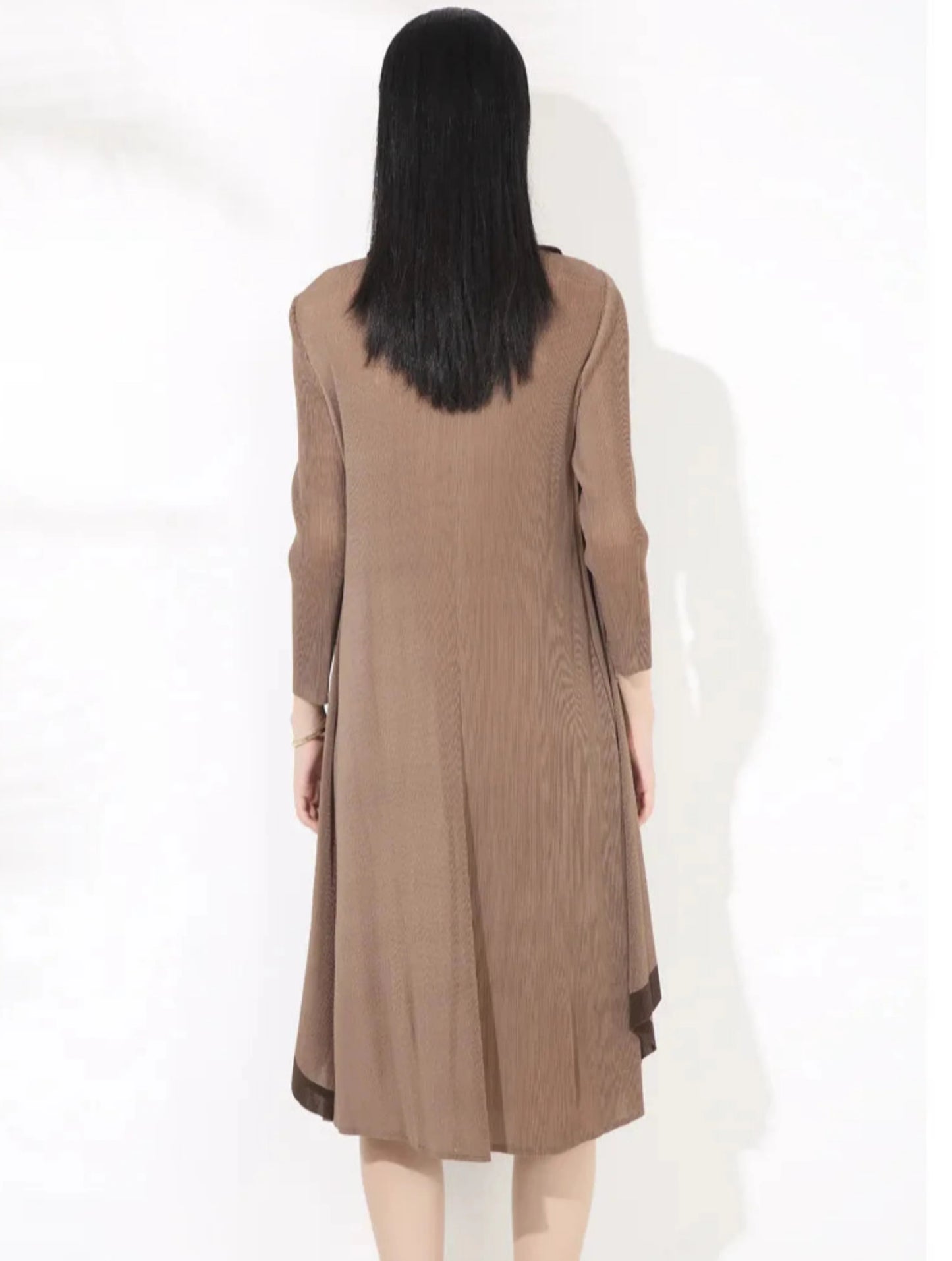 Luxury Pleated Floral Collar Dress