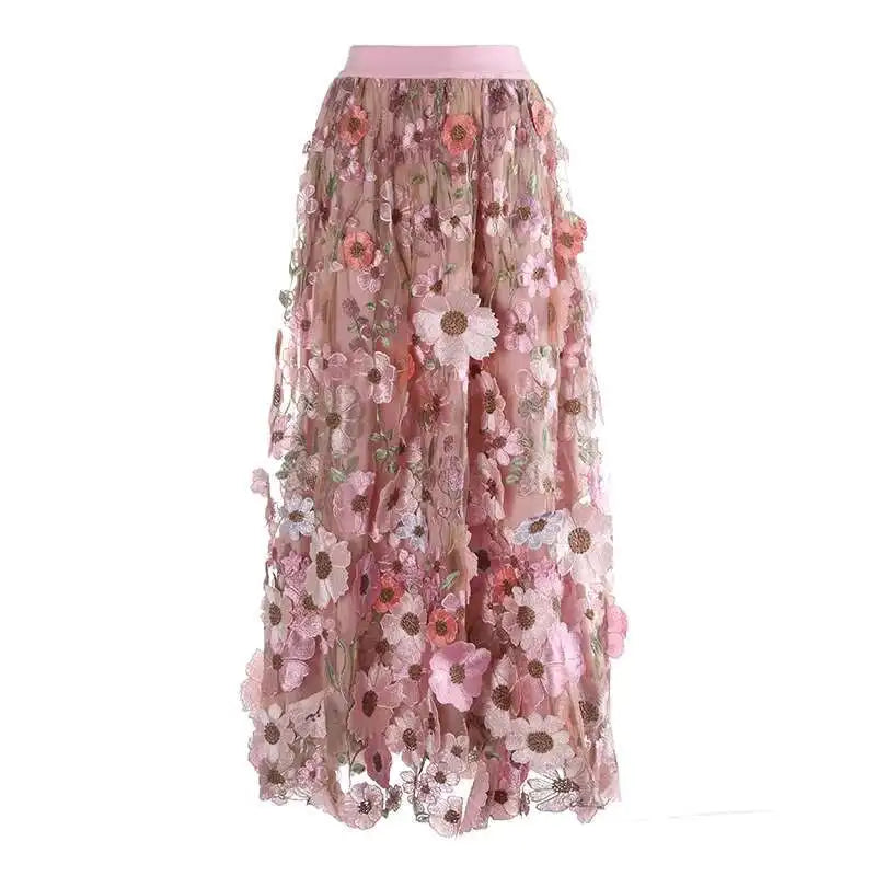 Luxe Floral Pull-On Midi Skirt