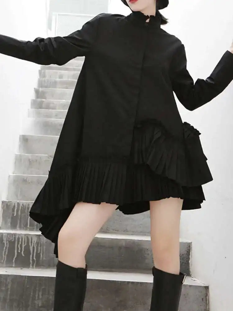Ruffled High-Neck Blouse Top