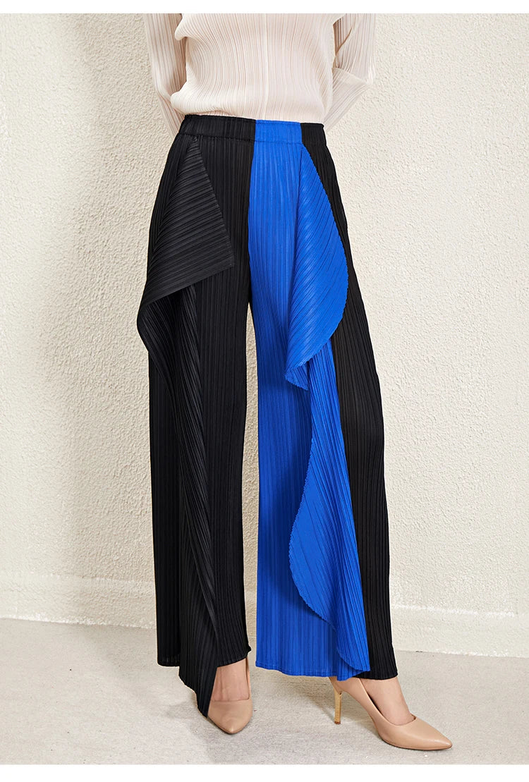 Women's Luxurious Pull-on Plissé Pleated Wide Leg Pant