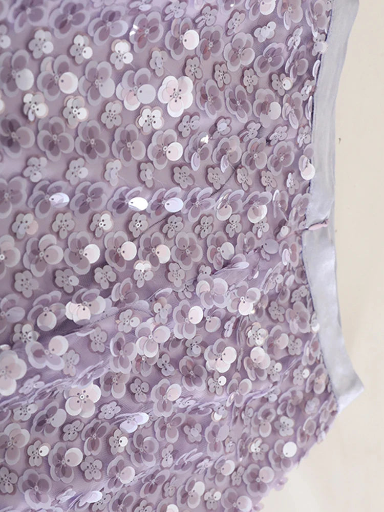 Floral Sequin Pull-On Midi Skirt