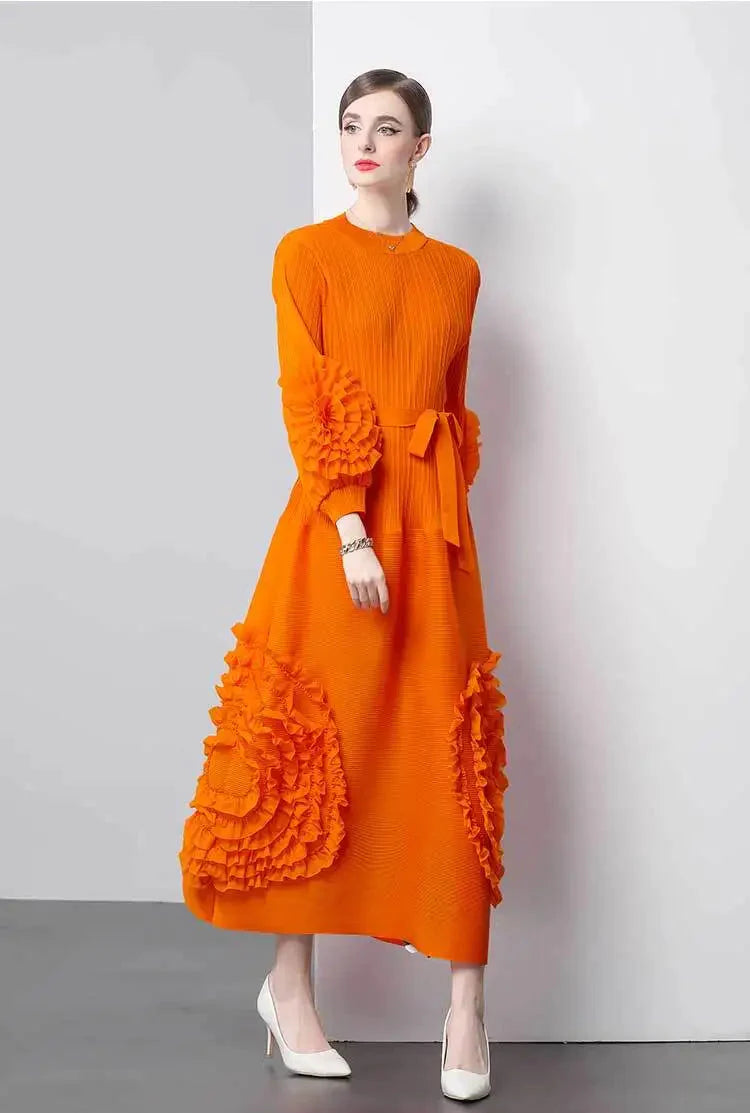 Chic Japanese Plissé Midi Dress