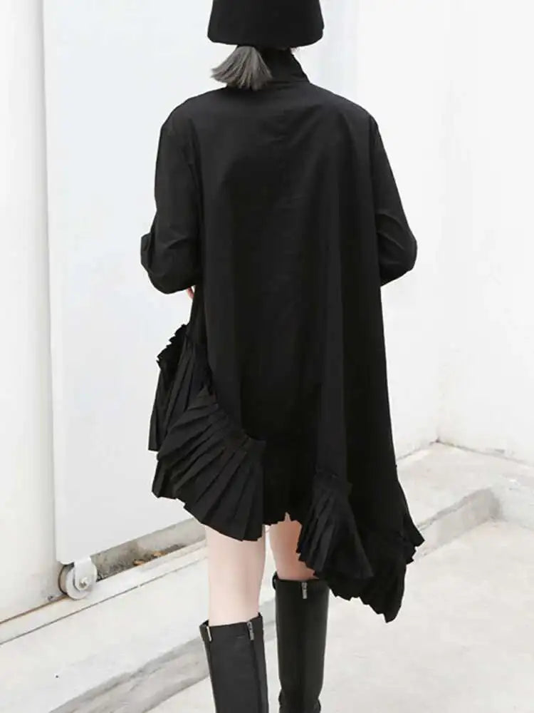 Ruffled High-Neck Blouse Top