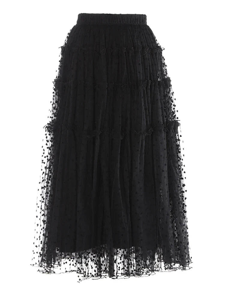 Swiss Dot Romantic Midi Skirt