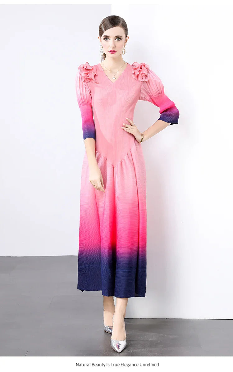 Luxury Ombre Pleated Dress