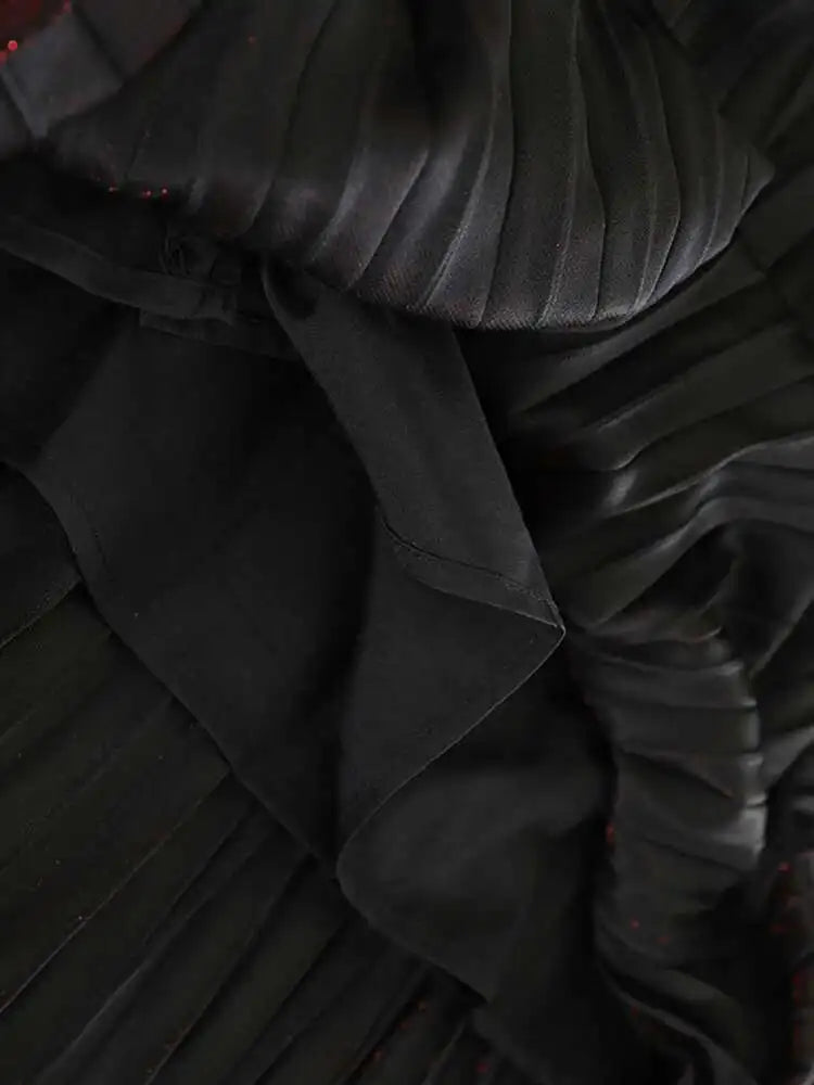 Metallic Tiered Midi Skirt