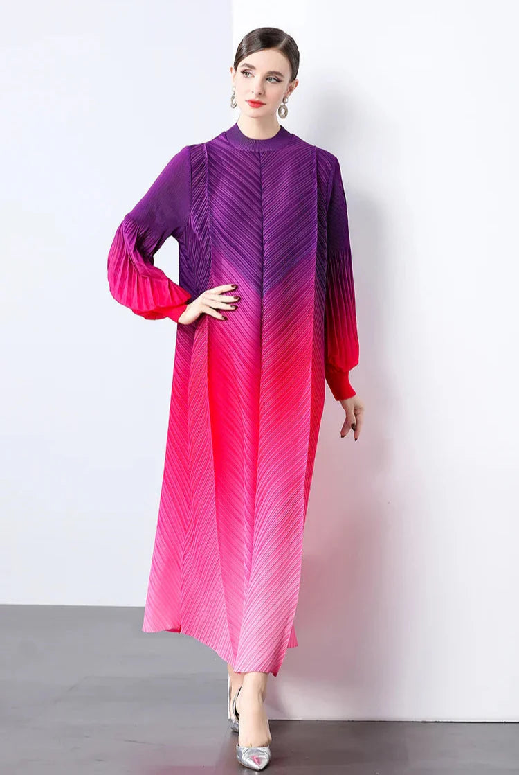 Oversized Plissé Pleated Dress