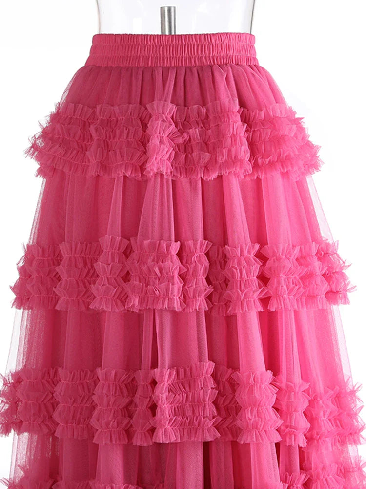 Romantic Ruffles Pull-on Midi Skirt