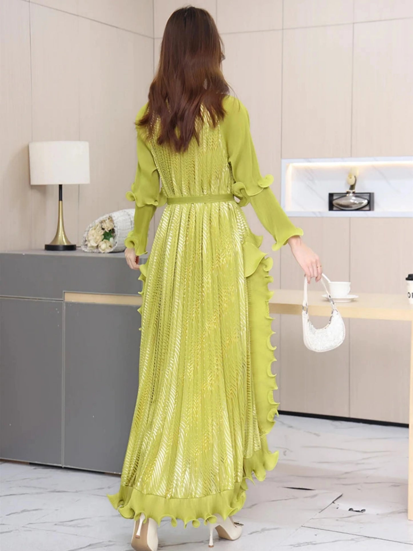 Luxury Plisse Ruffled Tiered Dress