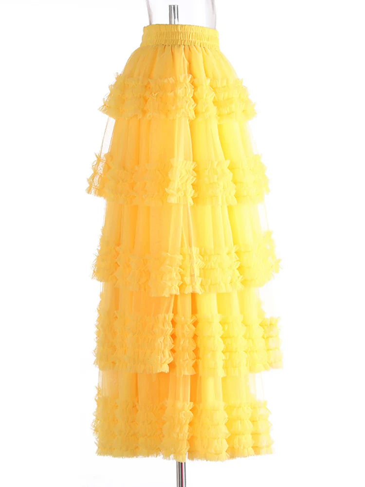 Romantic Ruffles Pull-on Midi Skirt