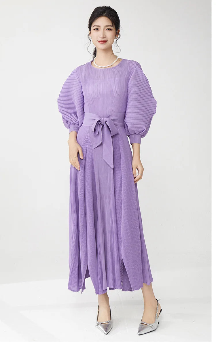 Elegant Stretch-Fit Pleated Dress