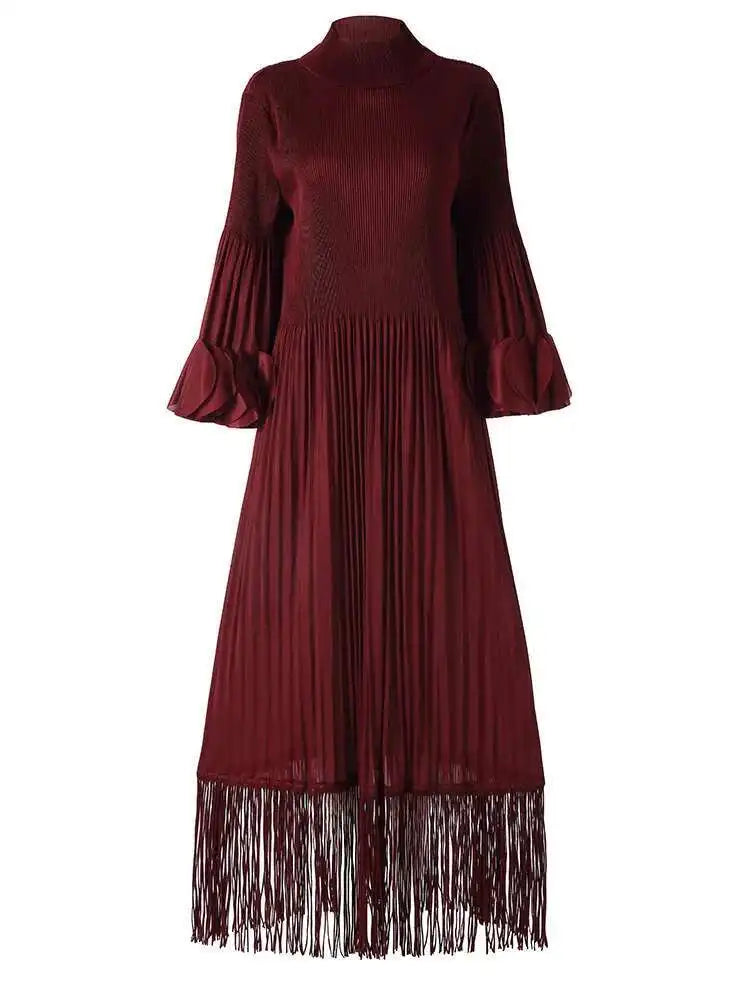Luxury Plisse Tassel Fringe Dress