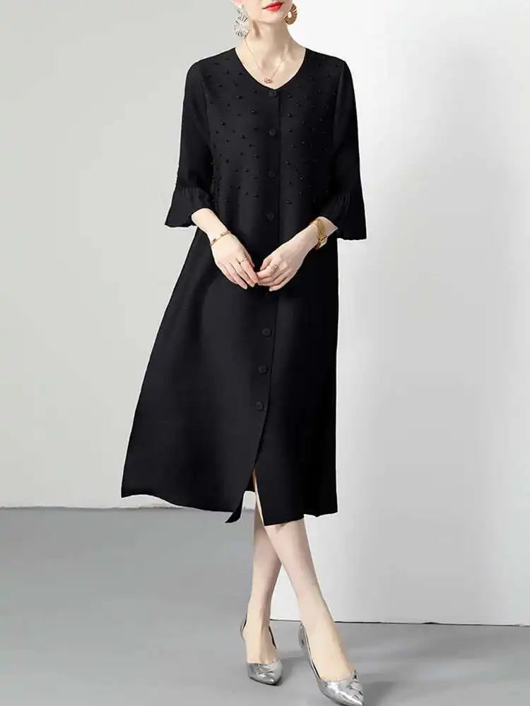 Premium Pleated Blouse Dress