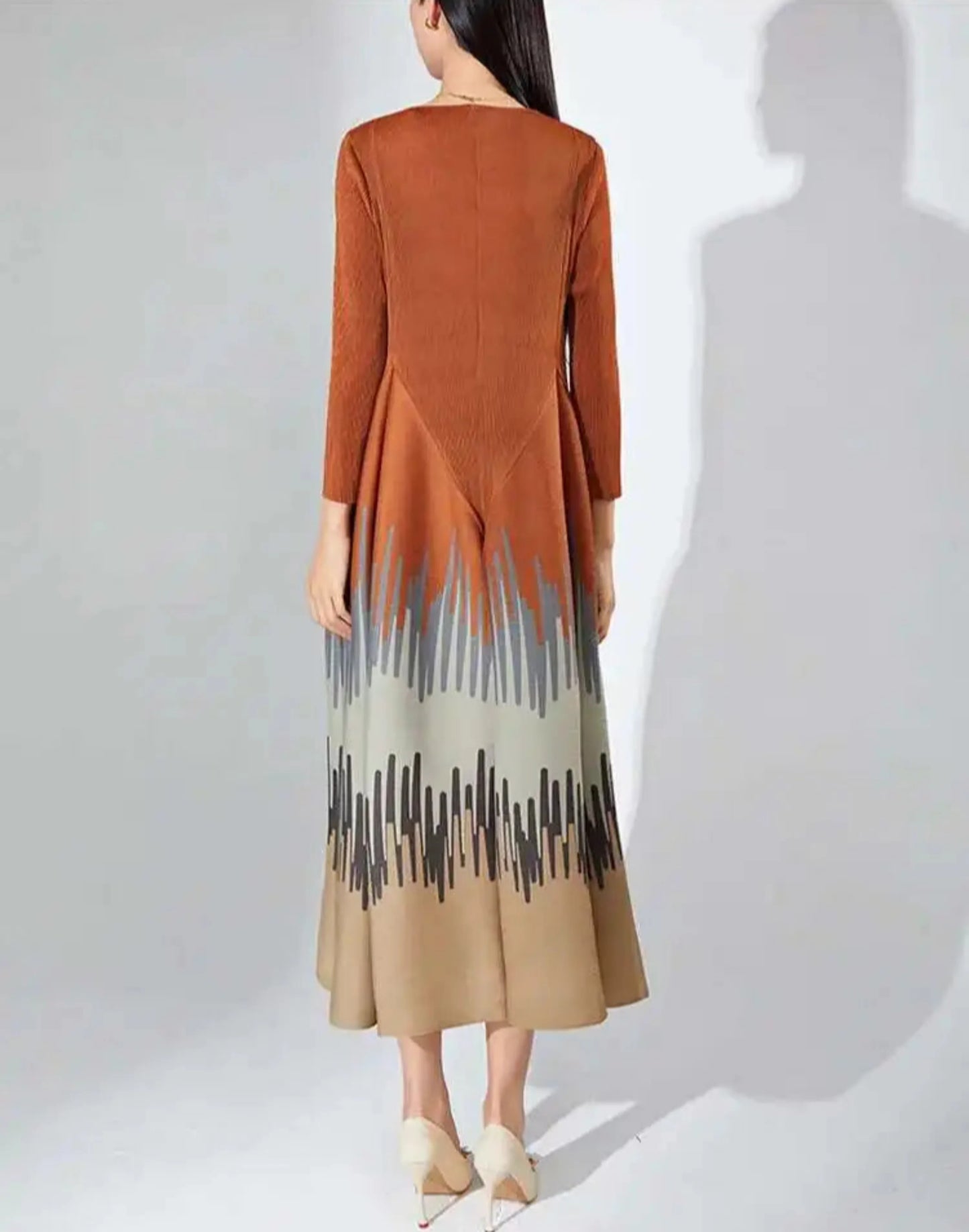 Luxury Pleated 3/4 Sleeve Dress