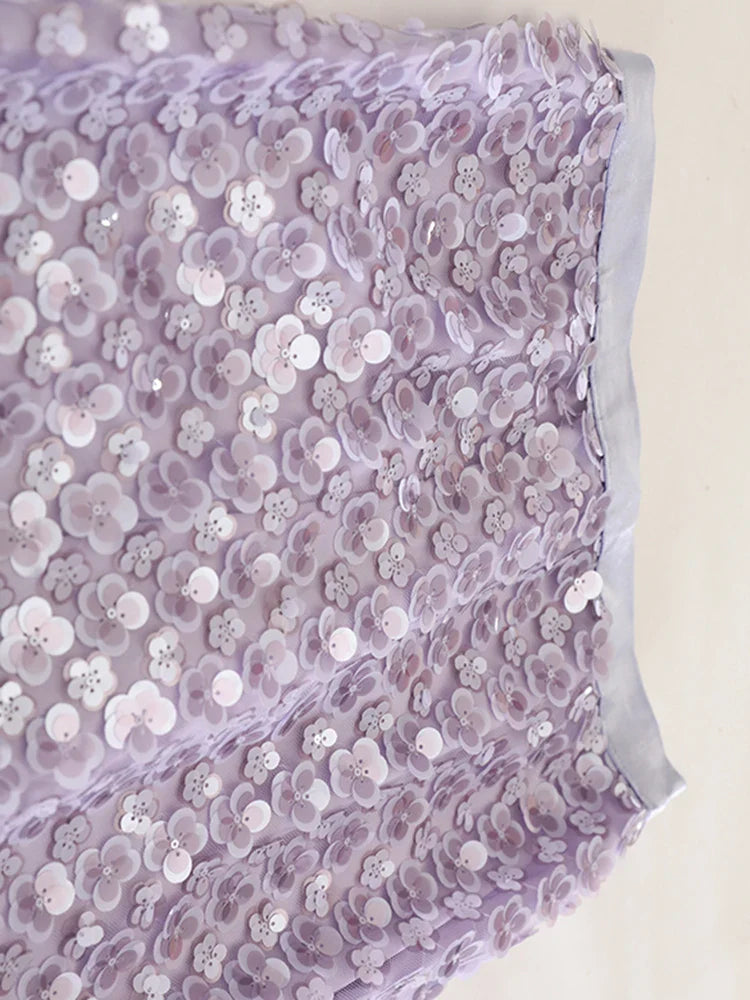 Floral Sequin Pull-On Midi Skirt