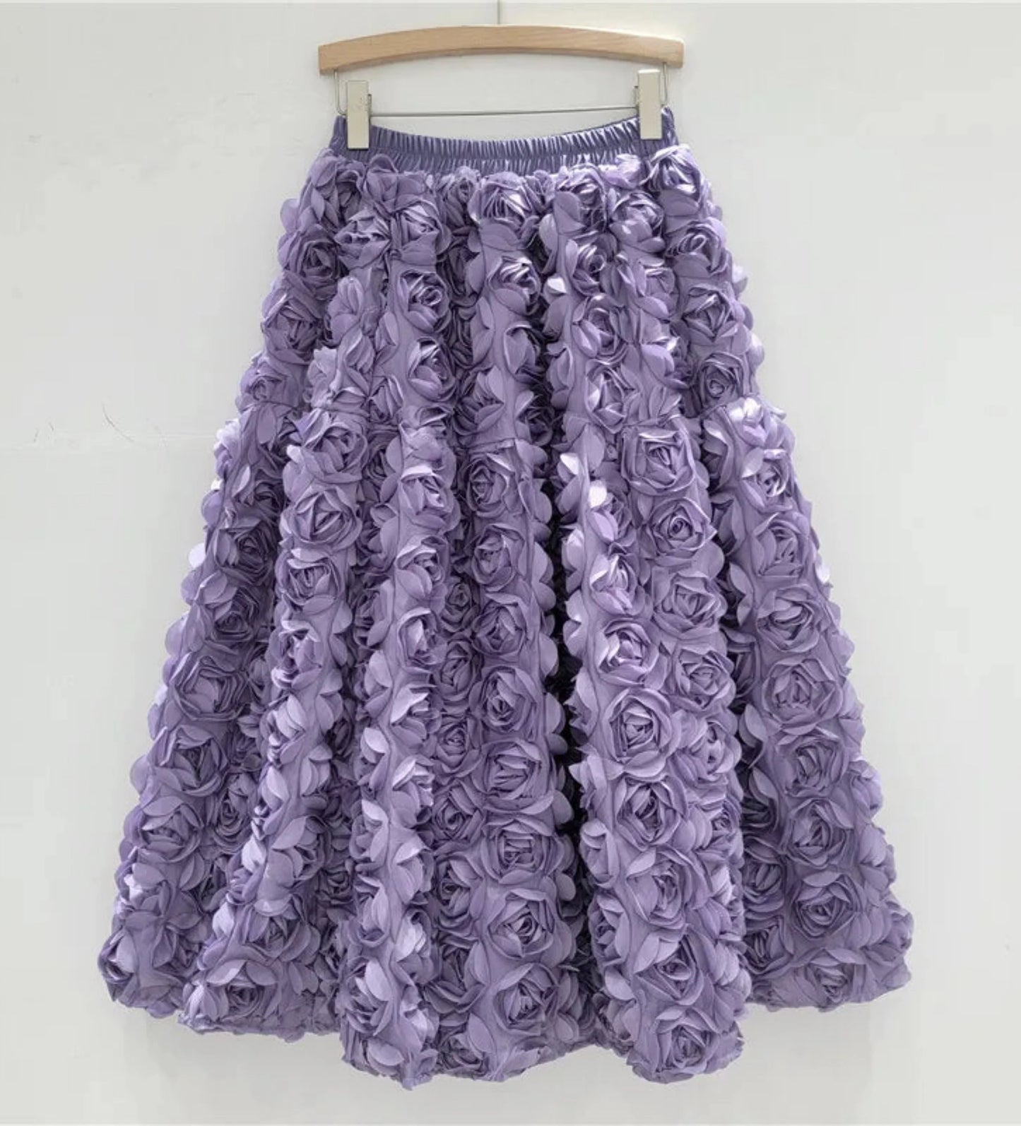 Rose Tulle Romantic Flared Midi Skirt