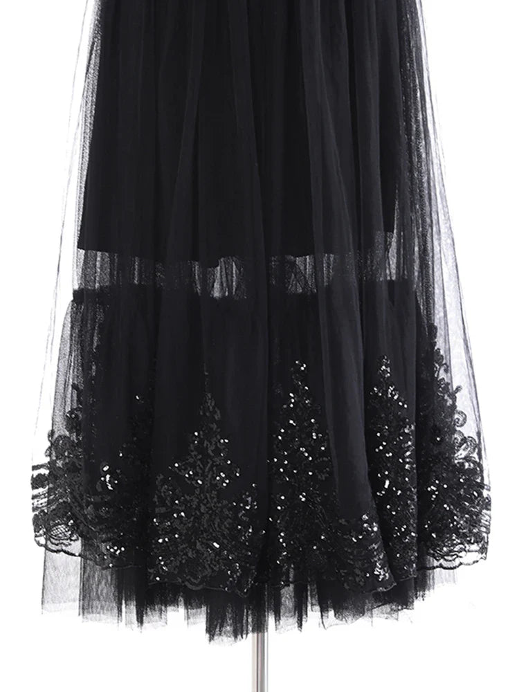 Luxury Lace Embroidered Tulle Skirt