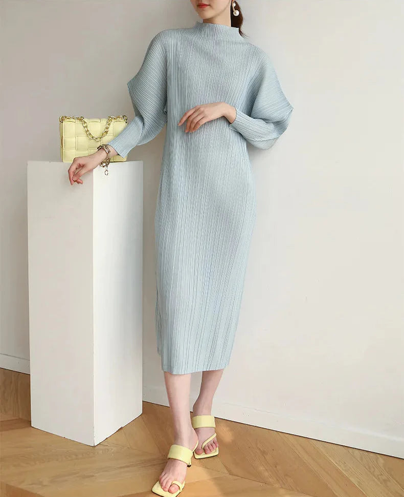 Truly Pleated Batwing Sleeve Dress