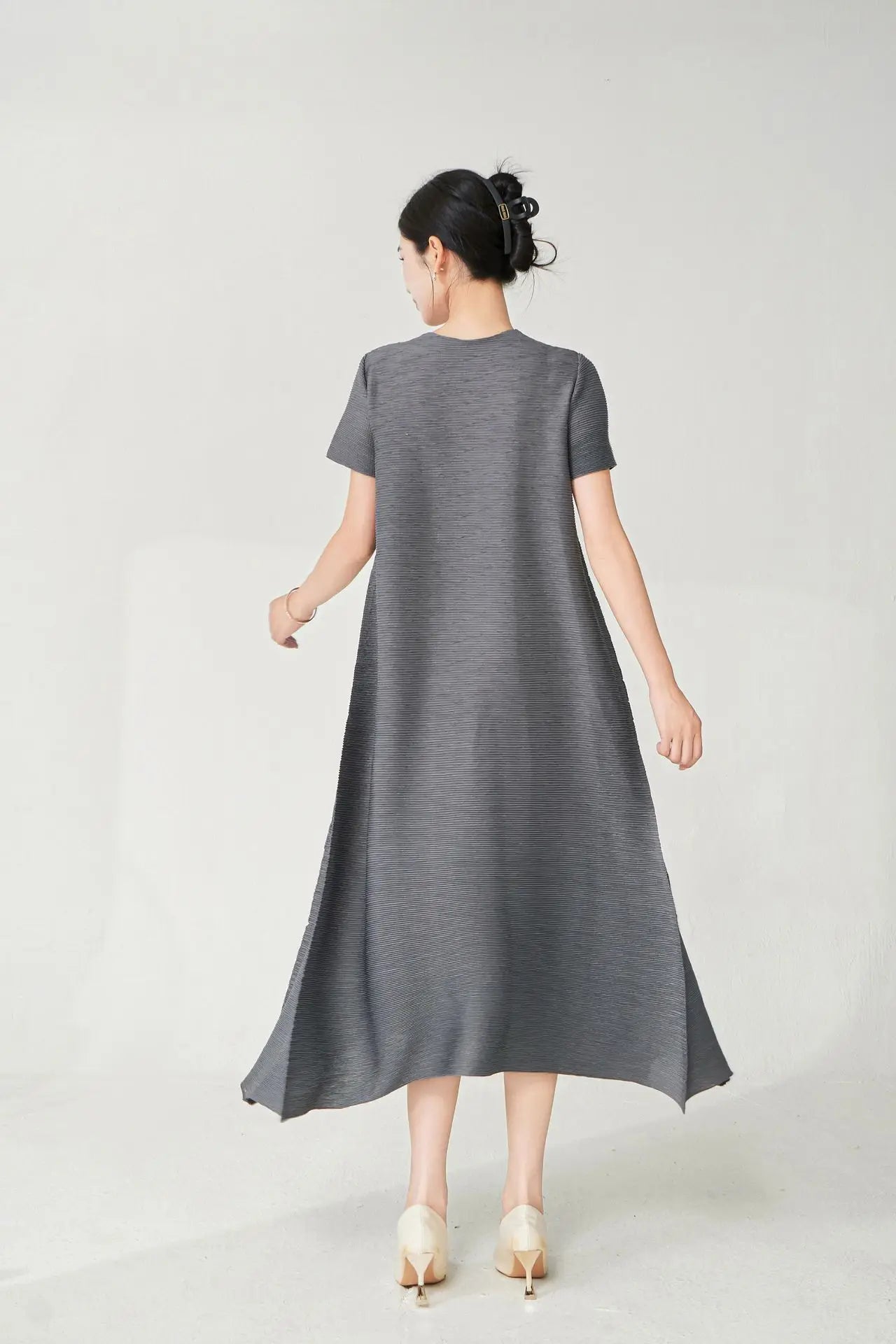Couture Plissé Japanese Midi Dress
