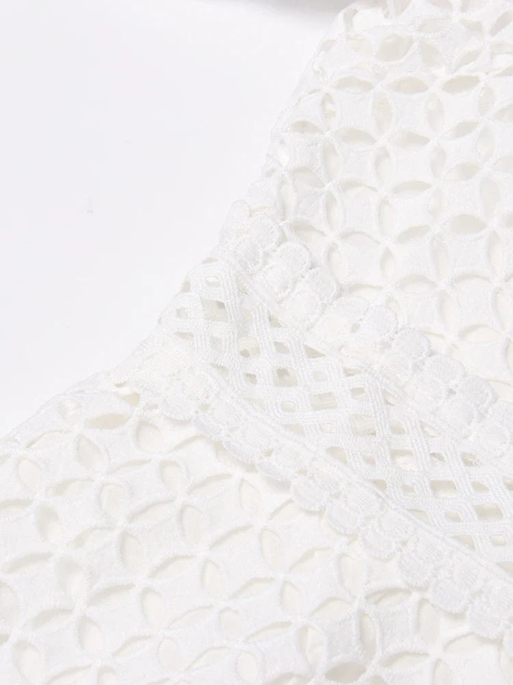 Luxury Lace Midi Dress - Long Balloon Sleeve