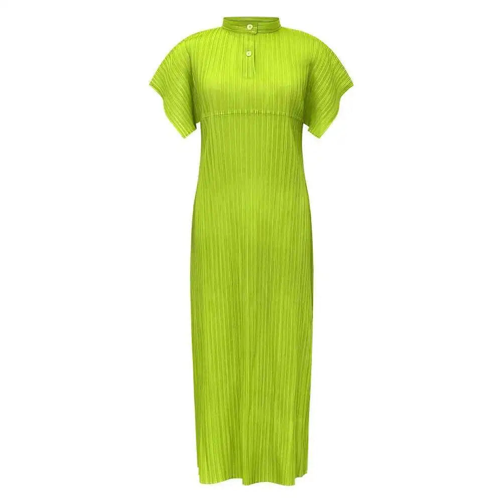 Truly Pleated Stand Collar Dress