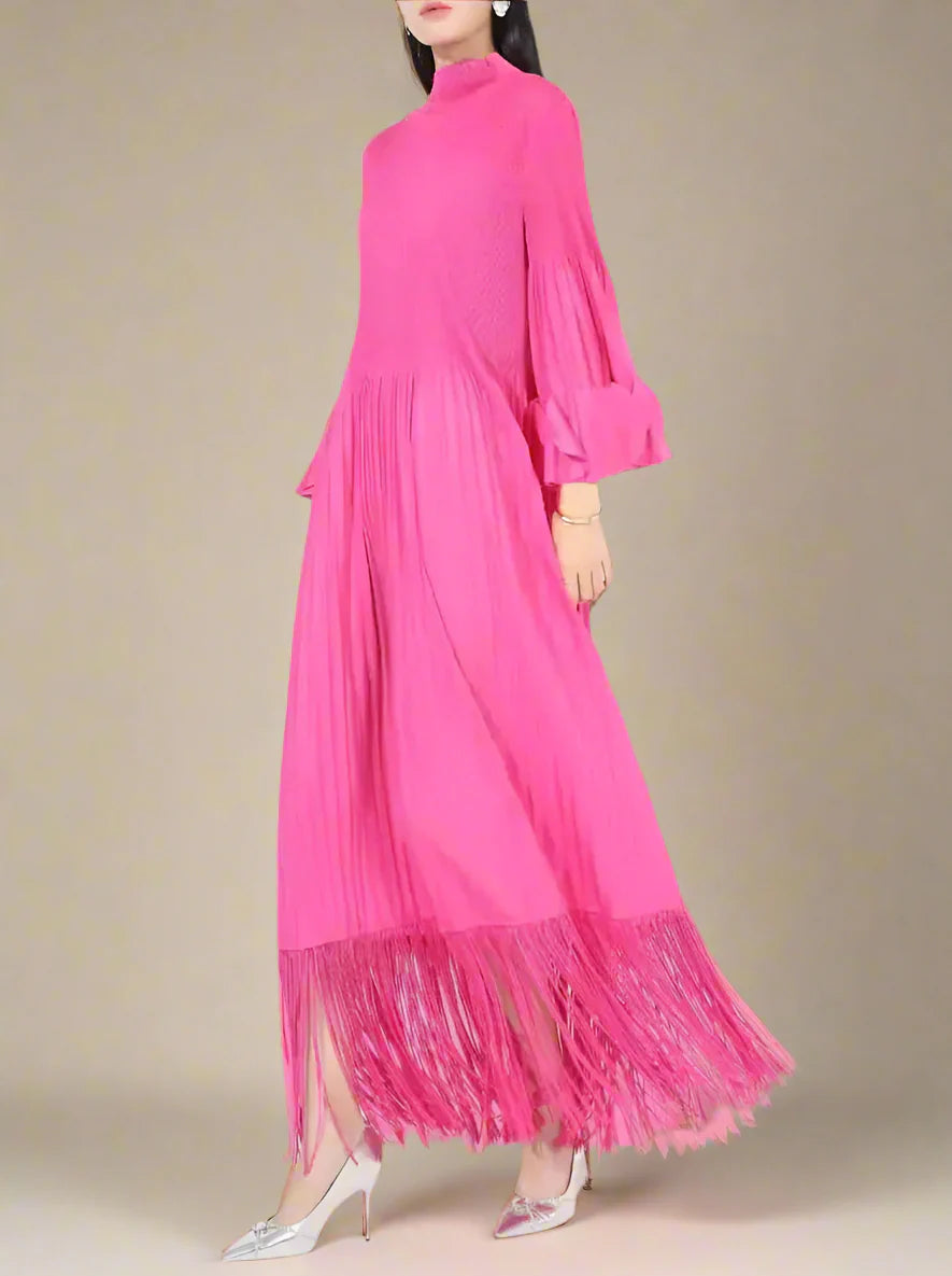 Luxury Plisse Tassel Fringe Dress