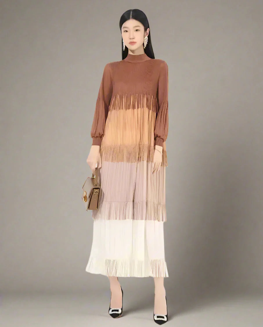 Luxury Pleated Fringe Dress