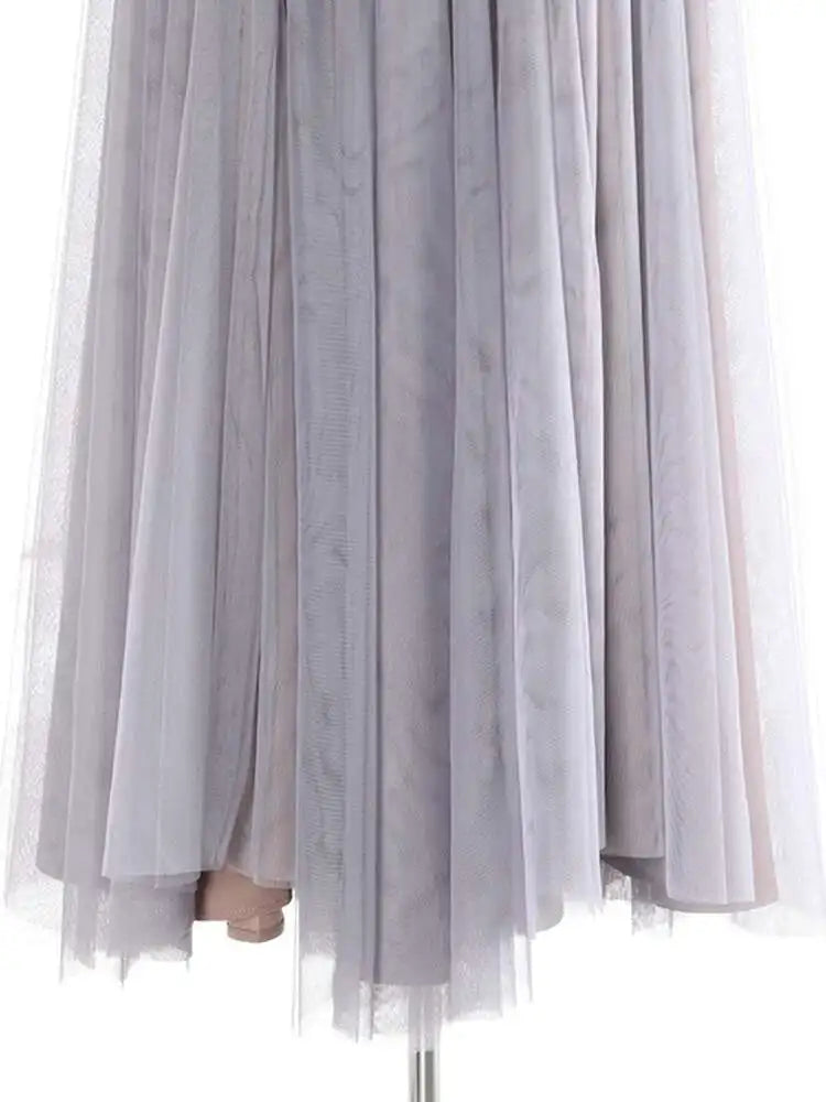 Tulle Slim-Fit Midi Skirt