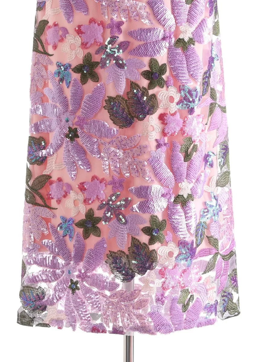 Luxury Floral Sequin Skirt