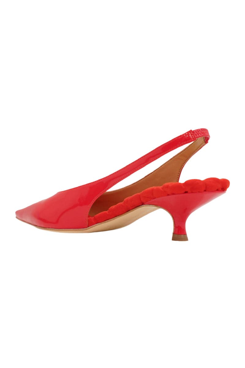 SILVANA RED PATENT-EFFECT SLINGBCK PUMPS