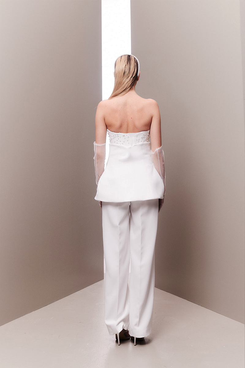 PEARL EMBELLISHED HOURGLASS BRIDAL THREE-PIECE SET