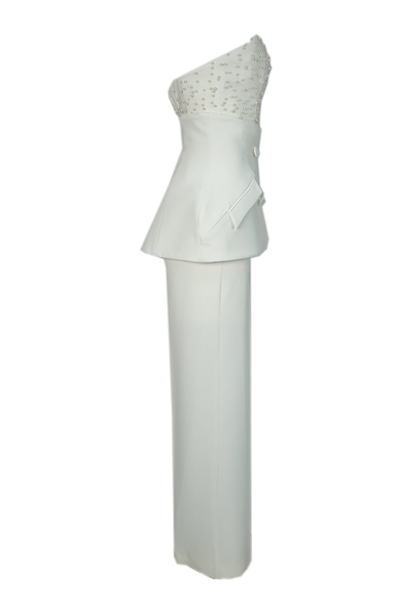 PEARL EMBELLISHED HOURGLASS BRIDAL THREE-PIECE SET