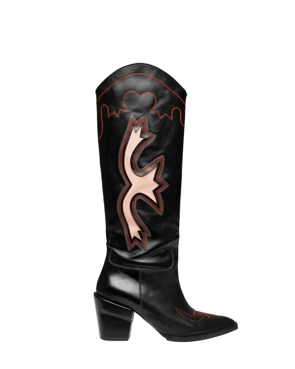 GIGI EMBROIDERED LEATHER KNEE BOOTS