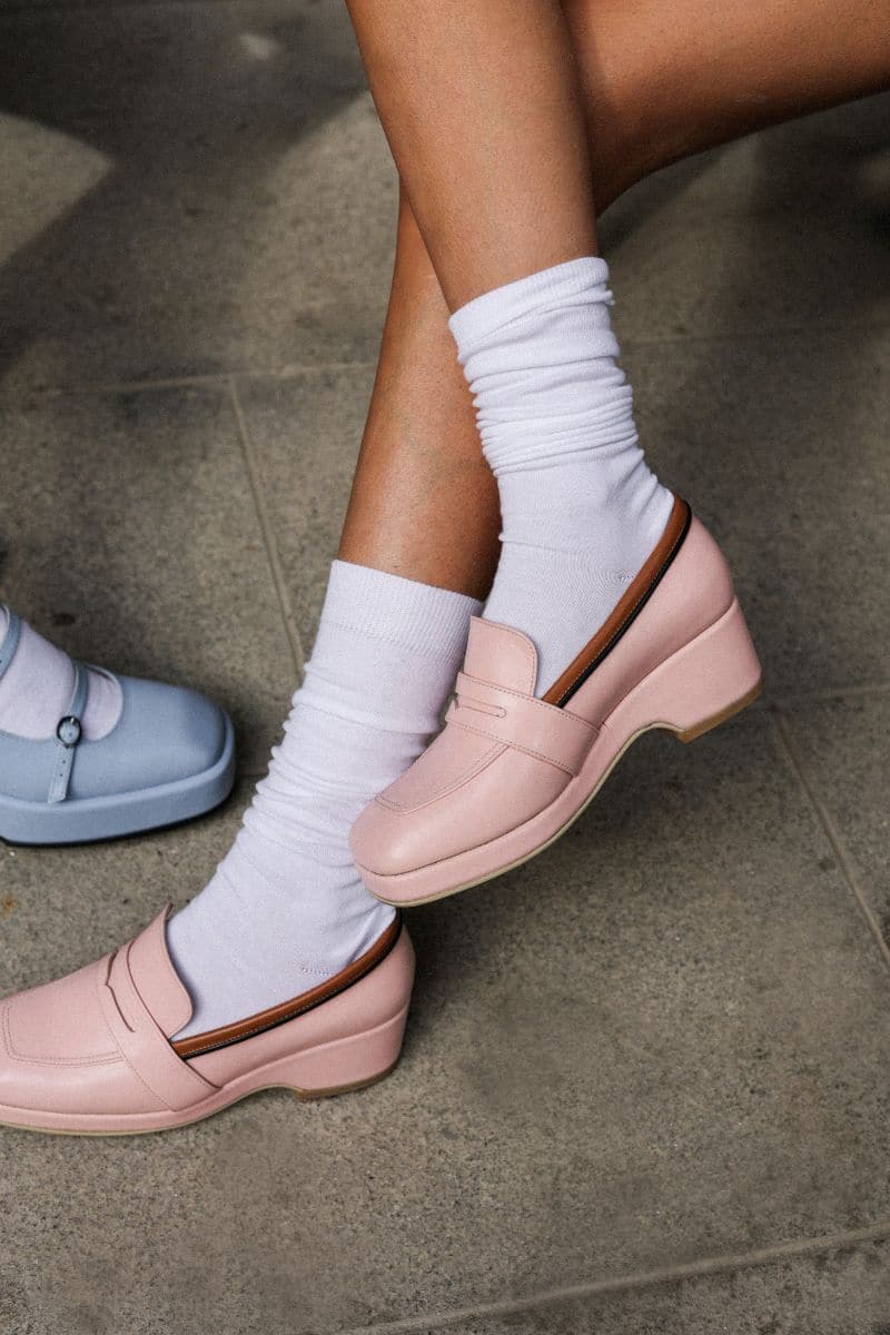 PENNY PINK LEATHER LOAFERS