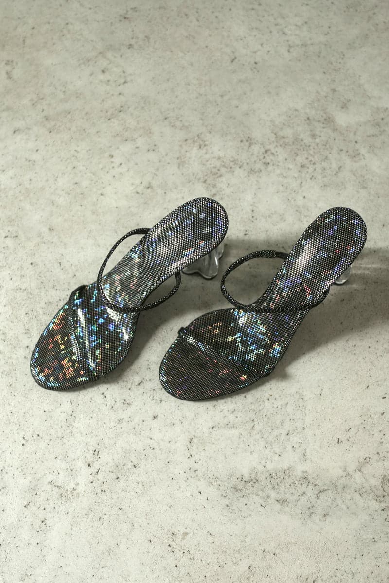 FIORELLINI BLACK DISCO GLASS MULES