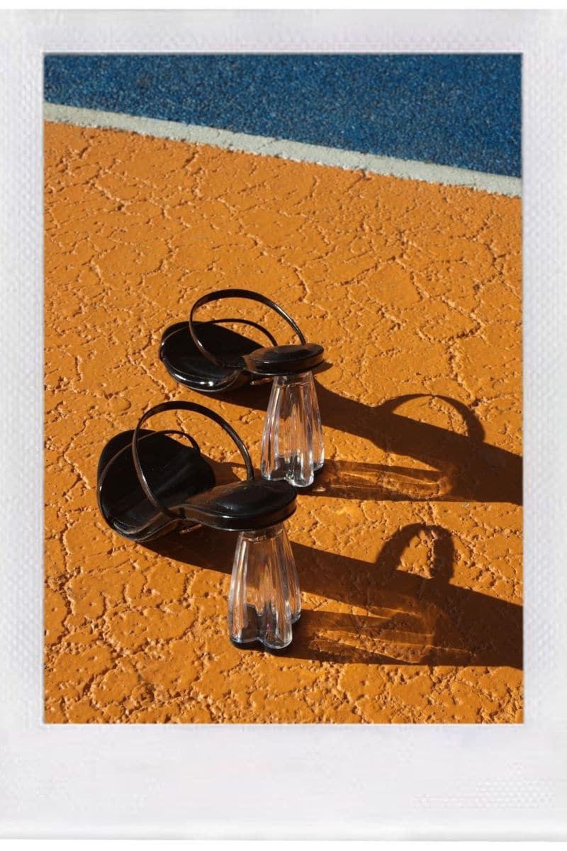 FIORELLINI GLASS BLACK PATENT BLOCK HEELS