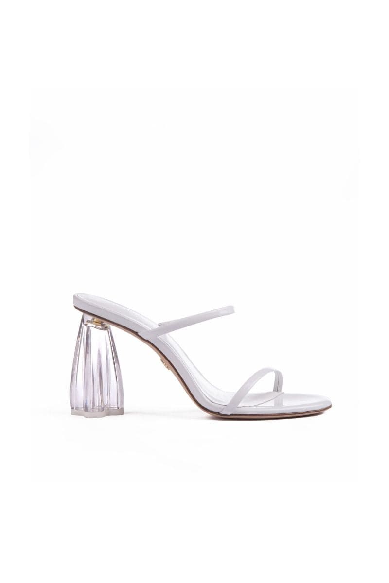 FIORELLINI GLASS WHITE PATENT BLOCK HEELS