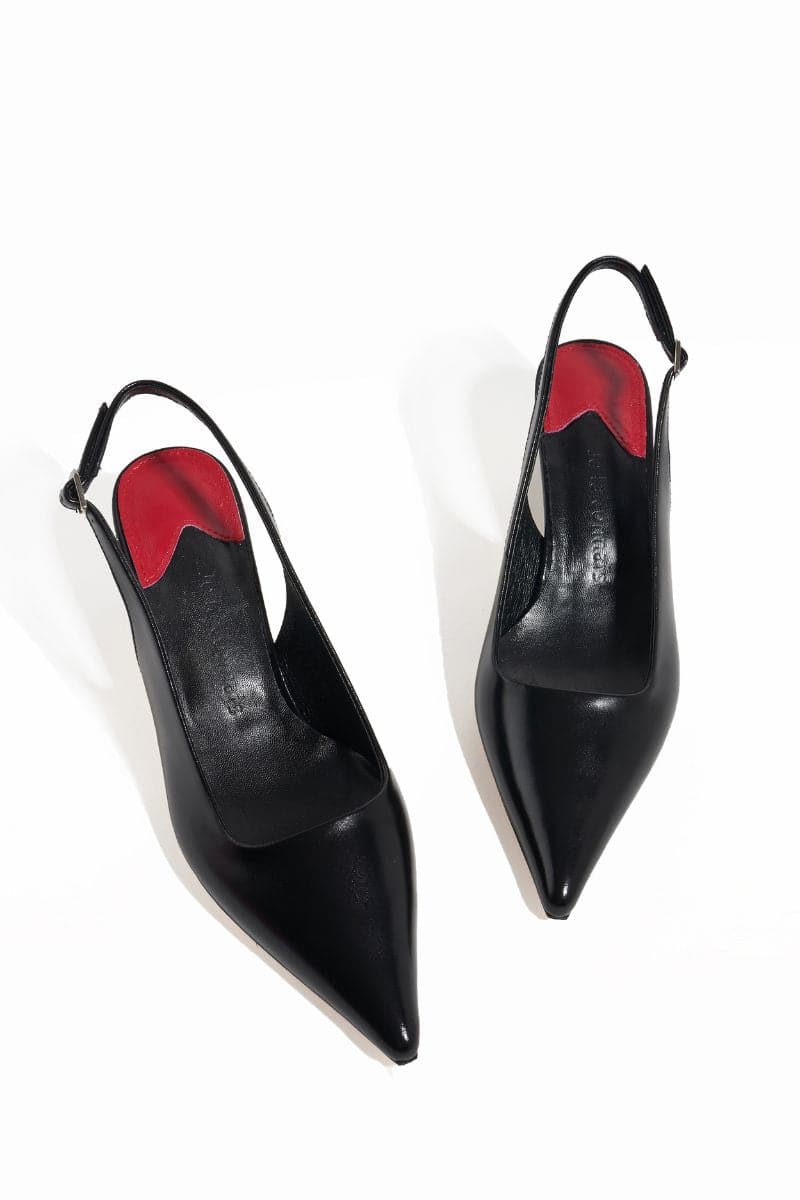 BLACK ROSE SLINGBACK HEELS