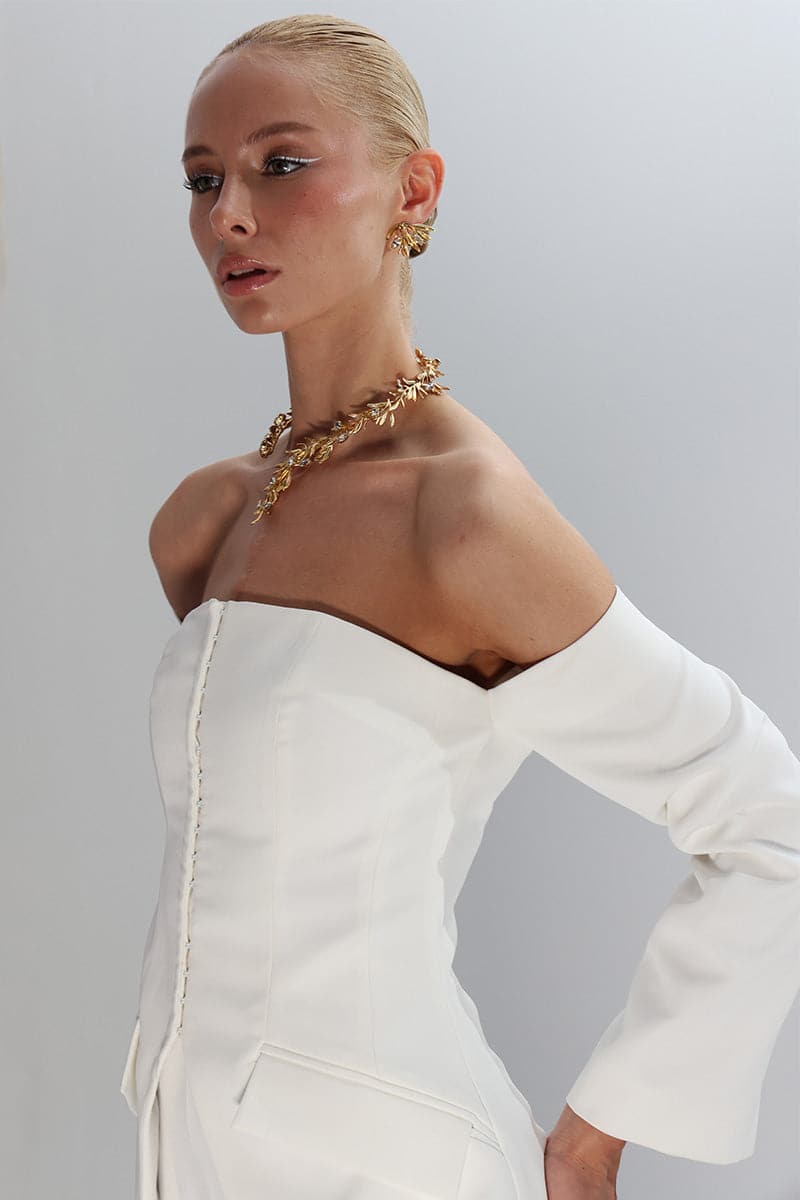 STRAPLESS BRIDAL ENSEMBLE TOP AND PANTS SET