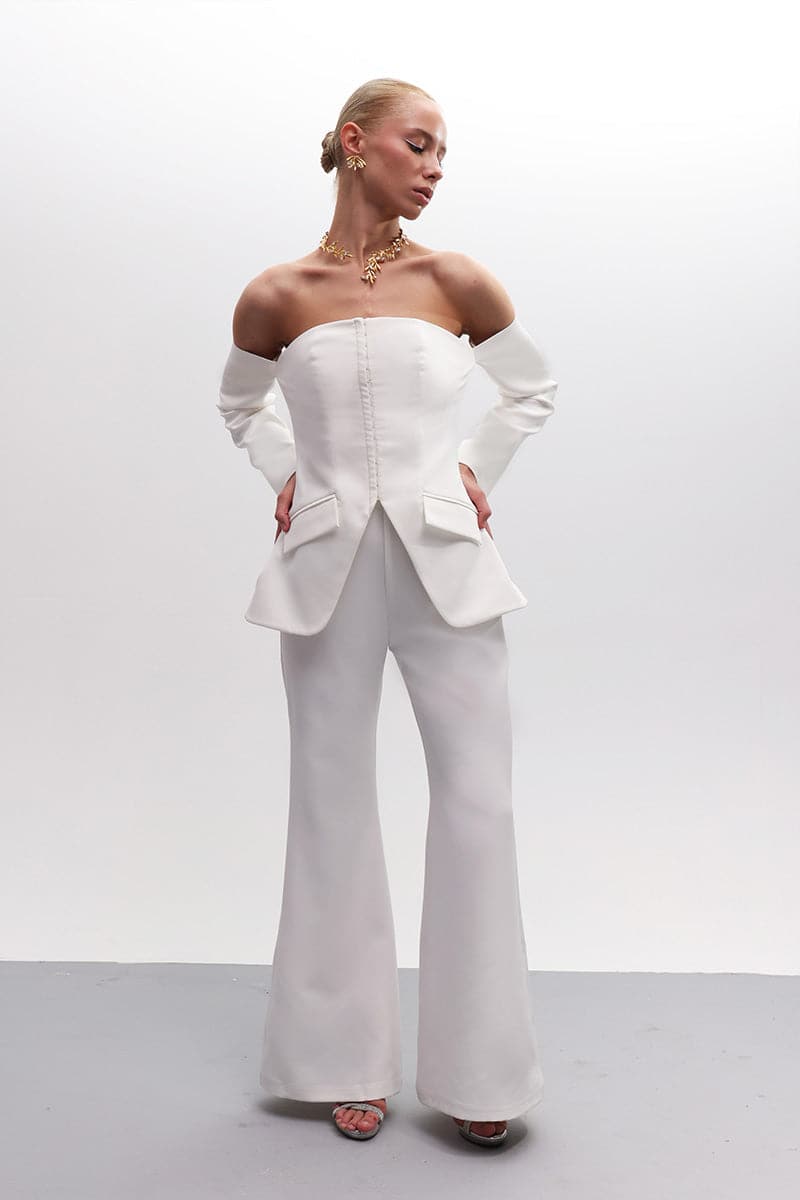 STRAPLESS BRIDAL ENSEMBLE TOP AND PANTS SET