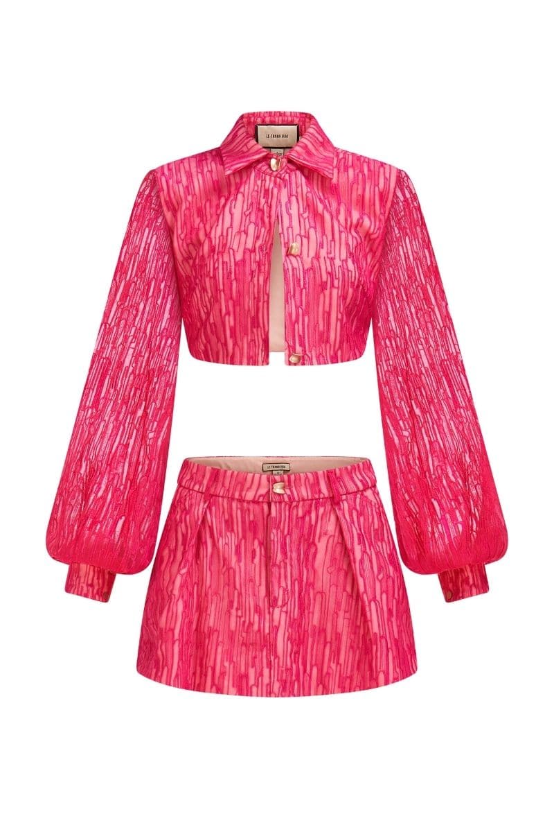 CARNELIAN CROPPED SHIRT AND MINI SKIRT SET