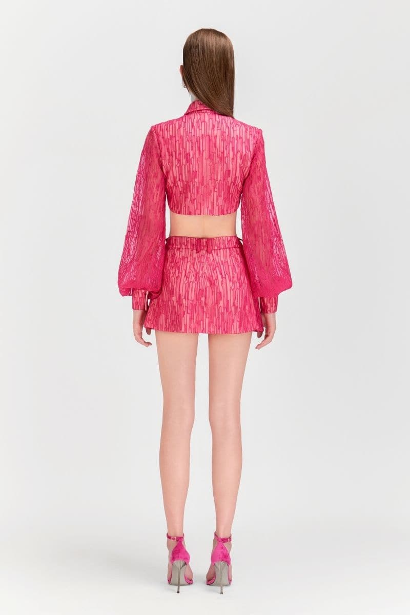 CARNELIAN CROPPED SHIRT AND MINI SKIRT SET