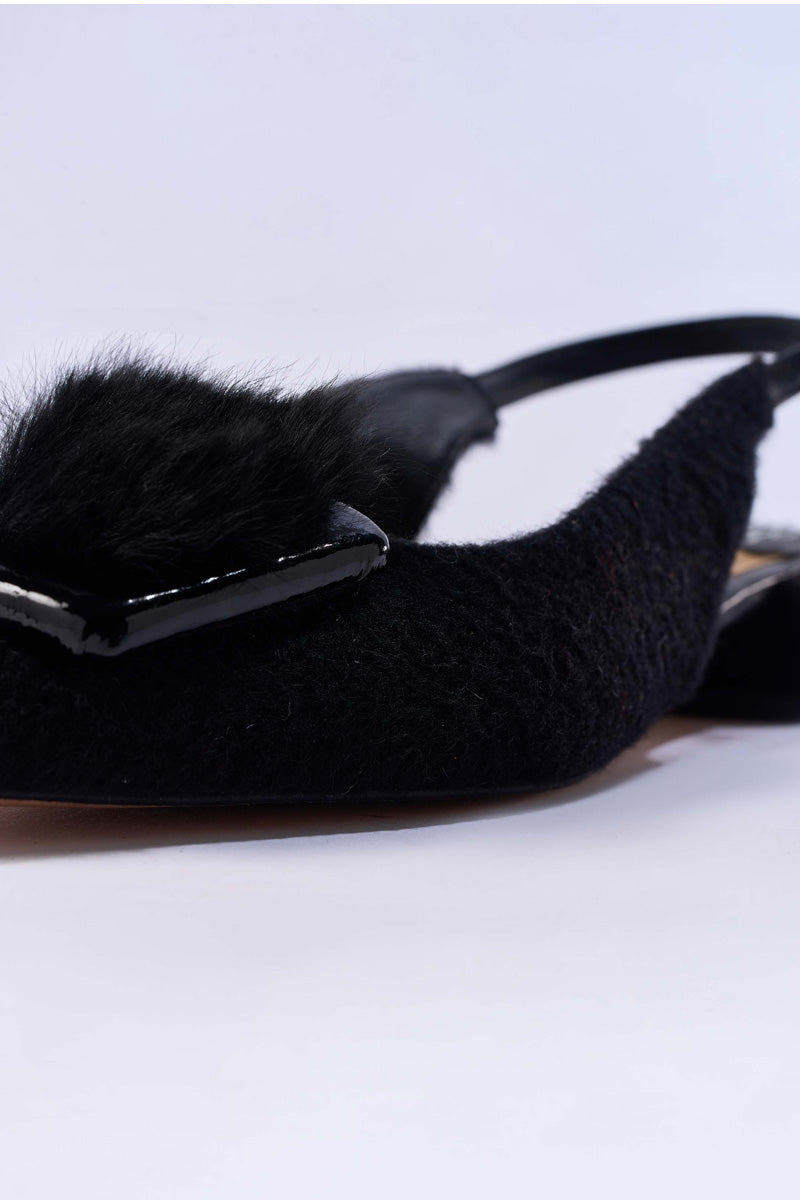 ROYA BLACK SLINGBACK FLATS